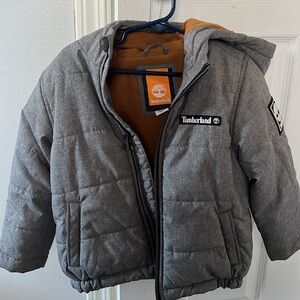Timberland Kids Gray Puffer Jacket with Hood